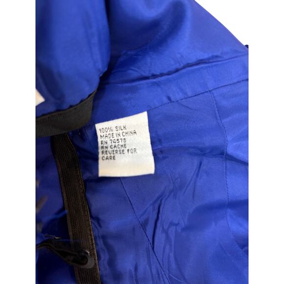 Y2K cache royal blue silk dress turquoise beaded halter gown sz 2 prom boho - Picture 10 of 13